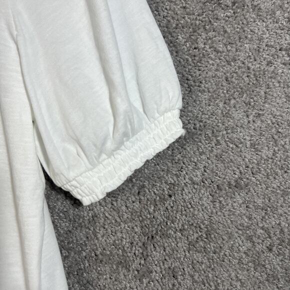 J. Crew Lace Trim Short Sleeve Top Women’s White Half Button Blouse Size XS - Picture 6 of 12